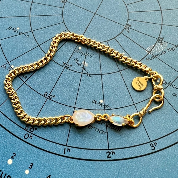 Moonstone Gemstone 22K Gold Bracelet - Picture 7 of 7